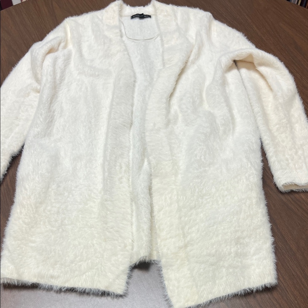Banana Republic Cozy Winter White (cream) Fuzzy Cardigan, size small